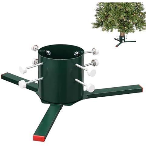 DIIG Real Christmas Tree Stand, Detachable Sturdy Christmas Tree Bracket Suitable for Trunks of 3 to 7 Inches, Base Suitablefor Pine SprucePoplarof 4-10 Feet (Green) Cover