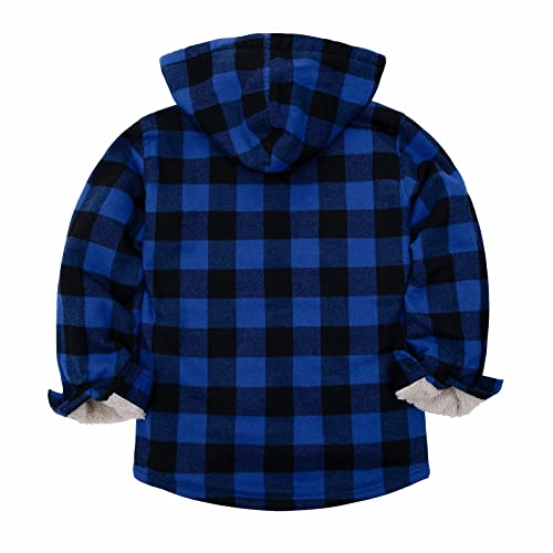 ThCreasa Boys Plaid Button Down Flannel Shirt Jacket Sherpa Lined Hooded Jackets3