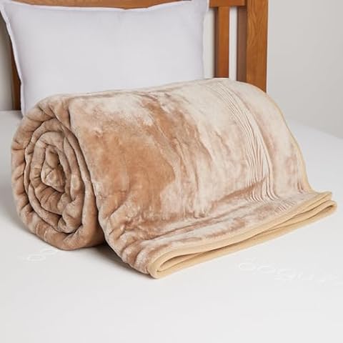 EGYPTO Luxury Tan Fleece Blanket Double Cover
