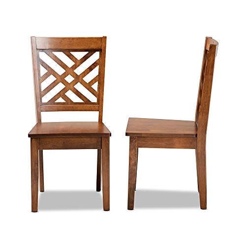 Baxton Studio Caron Dining Chair And Dining Chair Transitional Walnut Brown Finished Wood 2-Piece Dining Chair Set #TOP2