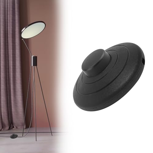 1 PCS In-Line Floor Lamp Foot Switch Round Foot Pedal Switch for Standard Lamps 250v 2a Round Lamp Foot Push Switch Compatible with 2 or 3 Core Flex for Floor & Standing Lamp, Table Lights