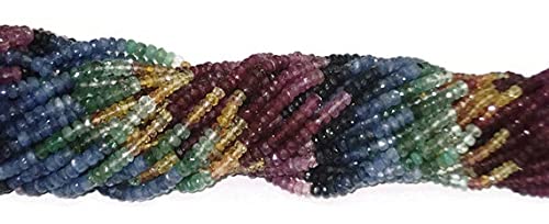 Perles saphir multicolore rondelle micro facettée 3-4mm sur fil de 16 pouces pour bijoux DIY