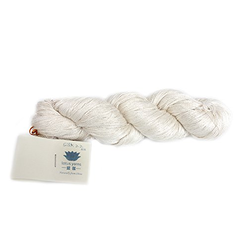 Lotus Yarns Silk 22 Soft Shiny Lace Weight Yarn, Cool And Skin Friendly With Its Breathable Character, Perfect For Summer Knitting And Crocheting Undyed Natural White 3.5Oz #TOP1