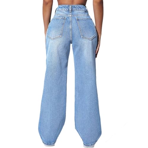Straight Leg Jeans for Women High Waisted Stretchy Wide Leg Boyfriend Jeans Denim Pants3