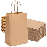 OUTUXED 60pcs Small Gift Bags, 5.25x3.2x8in Brown Paper Bags with Handles