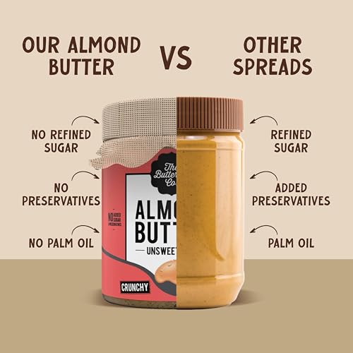 Image of The Butternut Co. Natural Almond Butter (Crunchy) 200g | Unsweetened | 24g Protein | No Added Sugar | 100% Almonds | No Salt | Pure Almond Butter | Gluten Free | Vegan | Keto