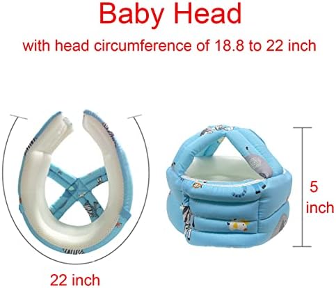 IULONEE Baby Safety Helmet with Baby Knee Pads 3 Pairs, Adjustable Protective Hats Toddlers Head Protection Infant Helmet Crash Breathable Head Cushion Bumper Bonnet (Blue Zoo)
