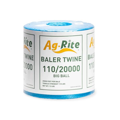 Ag-Rite Baling Twine, Poly Propylene 110 Pound Knot Strength and 20,000 Foot Length, Single Spool, Crop Baling, Commercial Bundling (Blue)