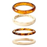 aieieii 4Pcs Resin Bangles for Womens, Acrylic Chunky Bracelets, Stackable