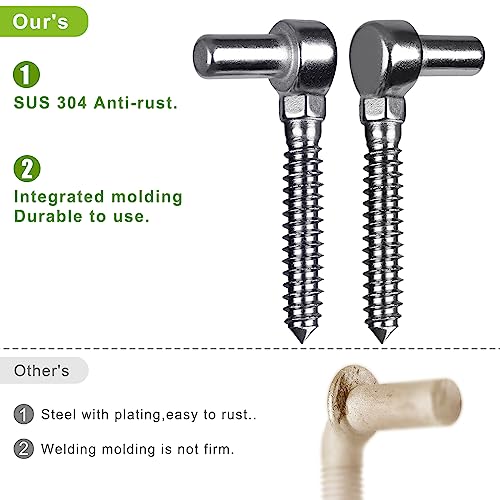 Insaga One-Piece Molding Chain Link Lag Screw Hinge, 304 Stainless Steel Post Side Wood Bolt Hinges for Wooden Gate or Post, Screw in Pin Hinge 5/8'' Lag Bolt Hinge (2Pcs, M16) by Insaga - Image 2