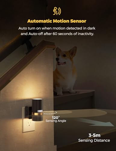 Image of L LOHAS LED Motion Sensor Night Light Plug in, 3000K Soft White, 2 Pack | Night Lights Plug into Wall with Adjustable Brightness, 1W Energy-Saving Nightlight for Bathroom Bedroom Kitchen Hallway