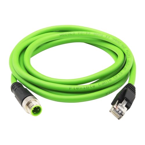 Lonlonty M12 to Rj45 Ethernet Cable Shielded, Industrial Field-wireable M12 4 Pin D Code Male to RJ45 Ethernet CAT5e Cable Assembly SFTP 26 AWG-6.6FT