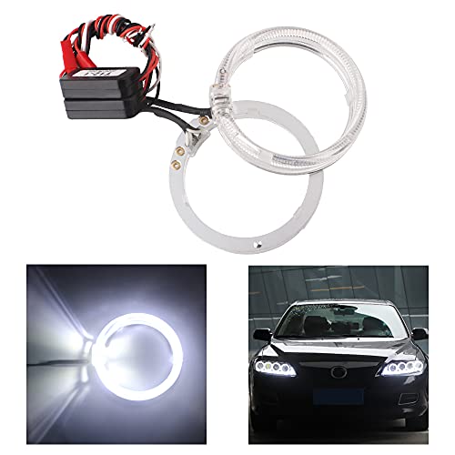 YONGMING 3.0 inch LED Demon Devil Eyes Halo Rings Cotton Lights for Motorcycle Car Headlight Retrofit Angel Eyes Projector Lens 80mm Extremely Bright Non-Polarity 12V with Driver 1Piar White