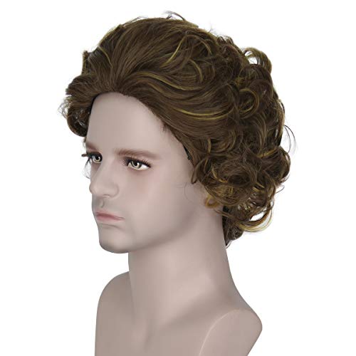 Miss U Hair Man Short Curly Brown with Golden Color Hair Party Wigs Universal Costume Wig