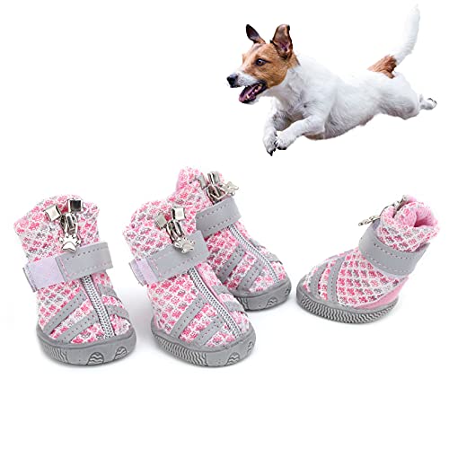 Sapatos Antiderrapantes para Cães, 4 Unidades, Botas Leves e Respiráveis ​​para Cães Pequenos, Médio