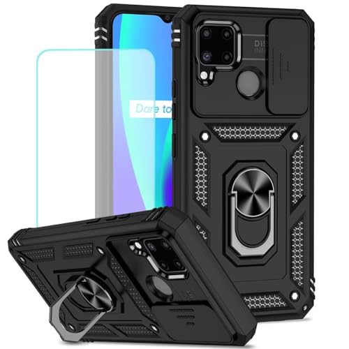 Coque Realme C20 RMX3063 antichoc antichute avec vitre et support anneau