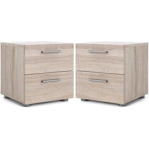 Home Square Contemporary 2 Piece Bedroom Set with 2 Drawer Easy Assemble Nightstand Set in Truffle