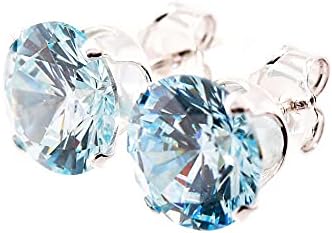 pewterhooter® Women's London Collection - Stud Earrings  925 Sterling Silver with sparkling Ice Blue Crystal  Gift Box