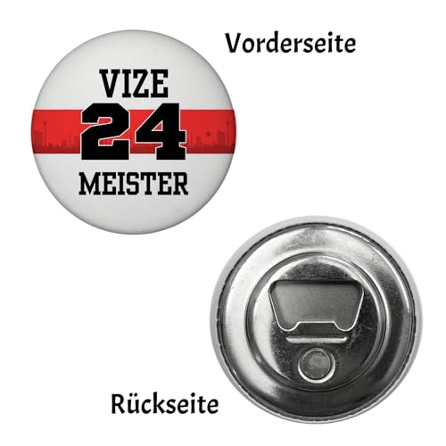 Stuttgart Brustring Magnet mit Flaschenöffner rund mit Spruch Vizemeister 2024 Überraschungsvize aus Schwaben Internationale Fußballmeisterschafts-Sensation voller Stolz