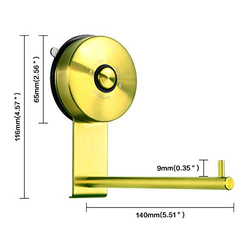 Jomola Vacuum Suction Cup Toilet Paper Holder Drill Free Bathroom Tissue Paper Roll Holder Stainless Steel Toilet Paper Hanger Gold #TOP1