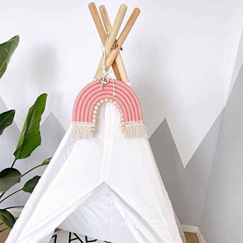 Zoonai Rainbow Wall Décor Handmade Weaving Ornament Wooden Beads Modern Home Decoration Accessories Hanging Pendant For Bedroom Nursery Baby Kids Rooms (Green) #TOP5