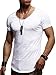 Leif Nelson Herren Sommer T-Shirt Rundhals-Ausschnitt Slim Fit Baumwolle-Anteil Moderner Männer T-Shirt Crew Neck Hoodie-Sweatshirt Kurzarm lang LN1-10952T Weiss Medium