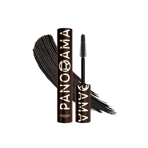 L’Oréal Paris Panorama Chromatic Mascara, Intensive Farbe, 24h Halt, Panorama-Volumen von Winkel zu Winkel, Für definierte und volle Wimpern, Farbe: Brun Leather (Braun)