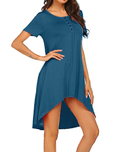 Camisetas femininas Naggoo meia manga compridas de caimento solto, casual, túnica, camiseta, vestido