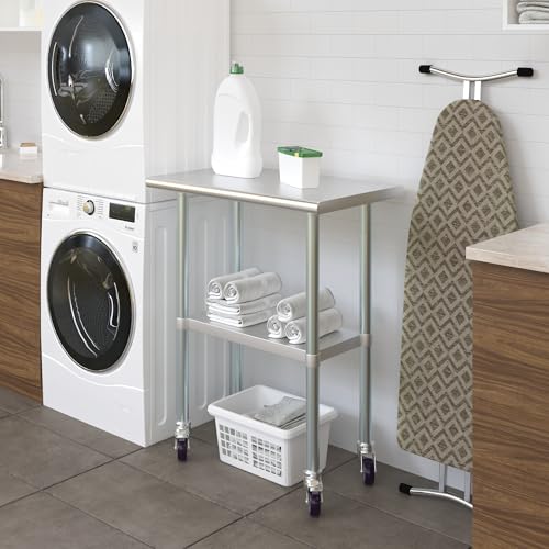 Image of AmGood 30 inch Long x 18 inch Deep Stainless Steel Table with Casters