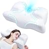 Benazcap Cervical Neck Beauty Pillow - Back Sleeper Pillow Reduces Pressure on Skin & Face, Sleep on Your Back Comfortably, Anti-Aging & Anti Wrinkle Memory Foam Pillow for Neck & Shoulder, White