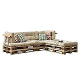 Medidas (Longitud x Altura x Anchura): Cojines: 120 x 80 x 12 cm - Cojines de respaldo: 60 x 40 x 20/10 cm