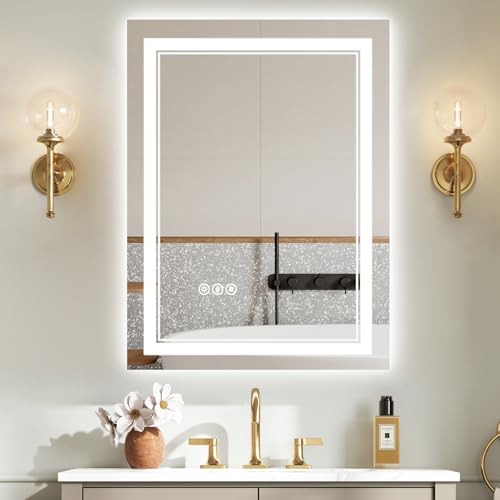 TIFULLHOME Led Mirror for Bathroom 28x36 Inch - Front and