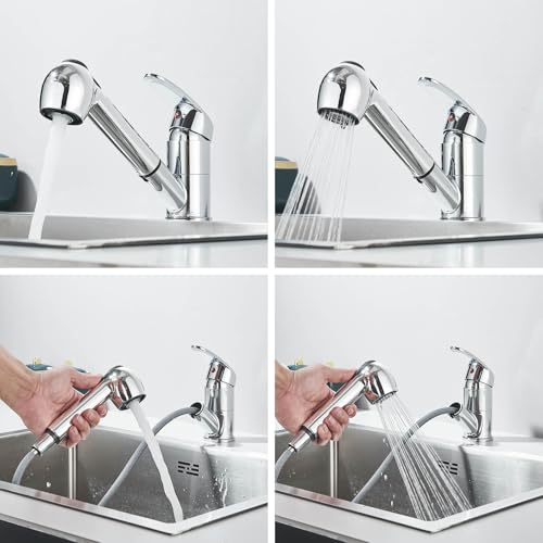 Robinet de cuisine extensible en acier inoxydable chromé haute pression - 7