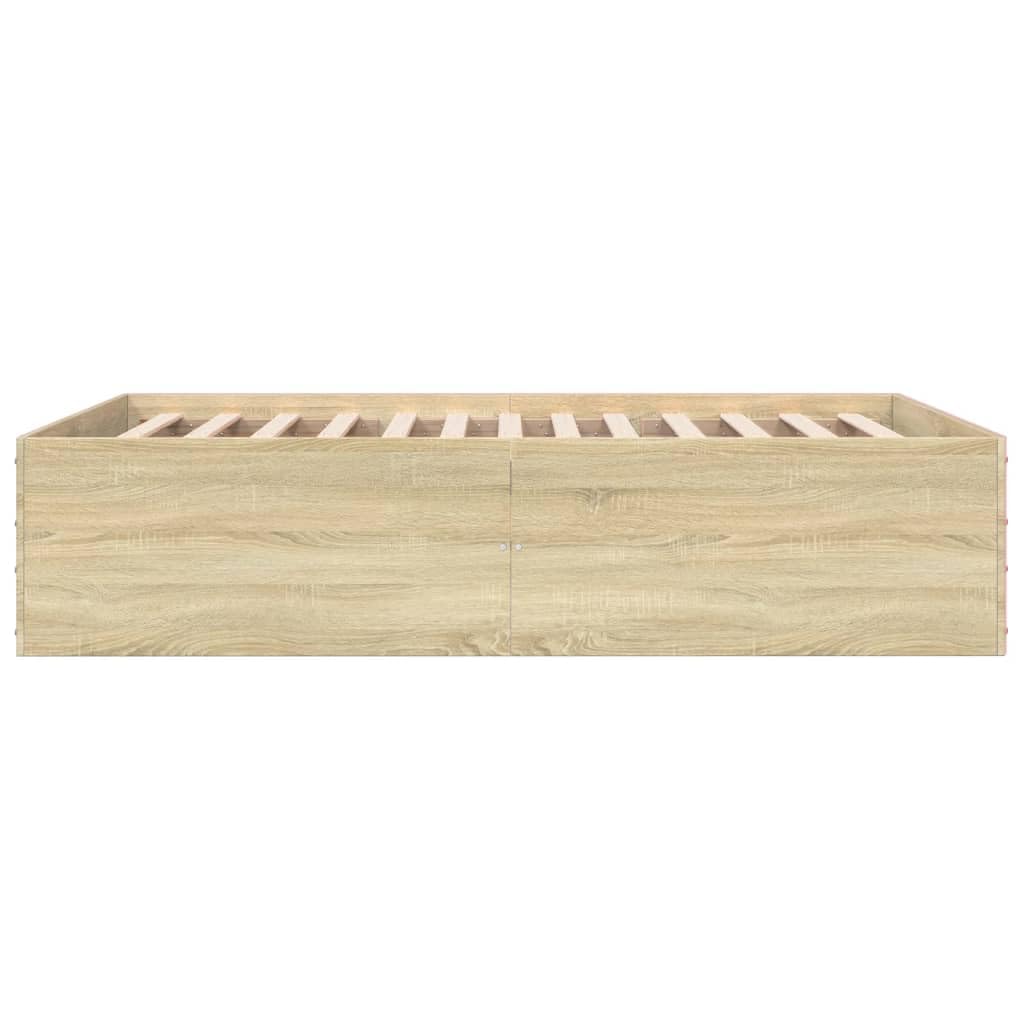 Sonoma Oak Engineered Wood Bed Frame with Slats, 135x190 cm | Modern platform design for bedrooms, supporting double mattresses without a box spring.