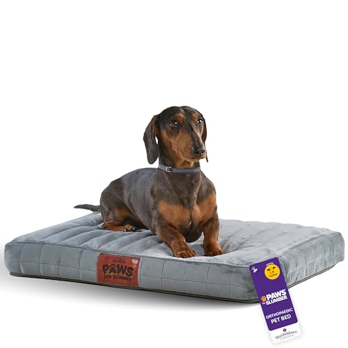 Slumberdown Orthopedic Small Dog Bed - Supportive, Cushioned & Washable Crate Mattress for Dogs & Cats | UK-Made, Joint & Pressure Relief, Edge-to-Edge Support, Grey