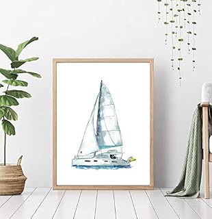 Catamaran Sail Boat Painting Wall Poster Watercolor Art Print