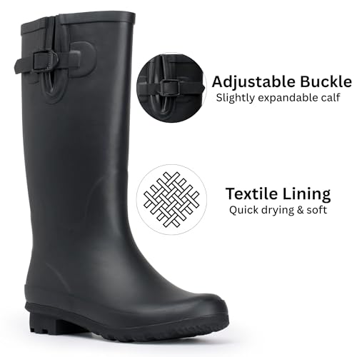 Alpine Swiss Reya Womens Waterproof Mid Calf Rain Boots | Tall Rubber Garden Boots | Anti-Slip Outdoor Work Mud Boot | Wellington Boots Rain Shoes by Alpine Swiss - Image 6