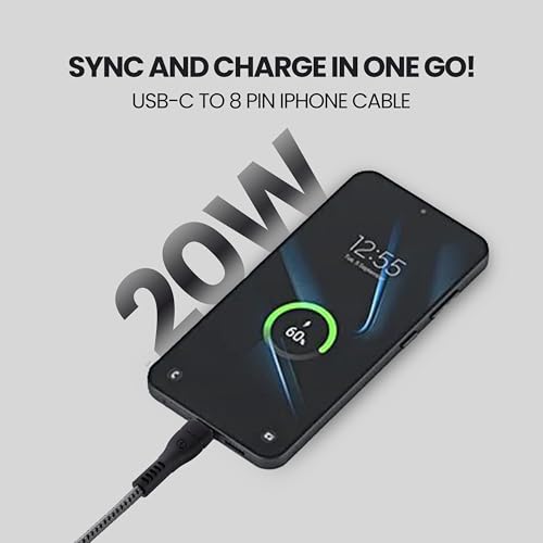 Image of Nextech Sync & Charge USB-C to 8 Pin Cable | Fast Charging & Data Transfer | Compatible with iPhone, iPad | Lightning Cable iPhone, iPhone Charger Wire, Data Cable, Fast Charging Cable