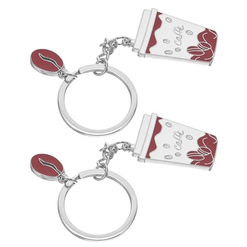 LALAFINA Llavero Colgante de Bolso Diseño de Taza de Café en Metal, Ligero y Decorativo, Paquete de 2 Piezas para Bolso o Mochila Escolar