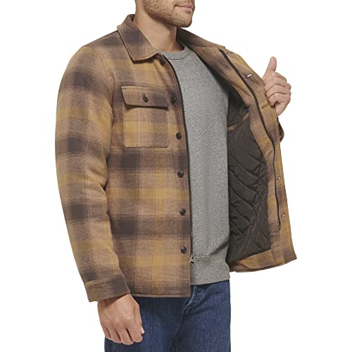 Levi's Men's Cotton Shirt Jacket, Brown/Tan/Dark Brown Plaid, Medium #TOP2