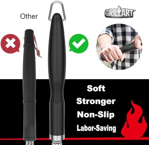 GRILLART Grill Brush and Scraper, Extra Strong BBQ Cleaner Accessories, Safe Wire Bristles Barbecue Triple Scrubbers Cleaning Brush for Gas/Charcoal Grilling Grates, Wizard Tool BR-8115 - 1