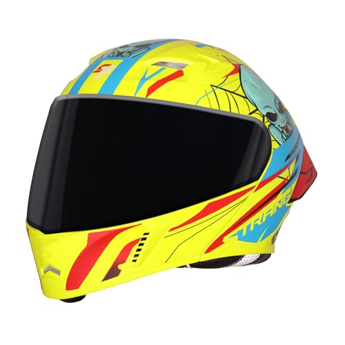 Image of Steelbird SBA-20 Strange ISI Certified Flip-Up Graphic Helmet for Men and Women with Inner Silver Sun Shield