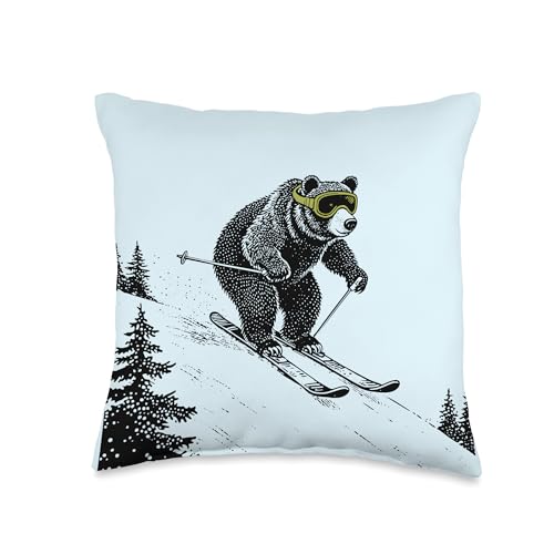 Skiing Bear, Funny Wintersports, Dad Ski Slope, Funny Skiing Throw