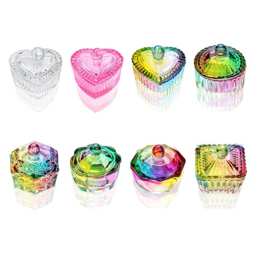 Heart Shaped Dish Nails Art Dappen Dish Glass Crystal Cup With Lid Acrylic Liquids Powder Dappen Dish