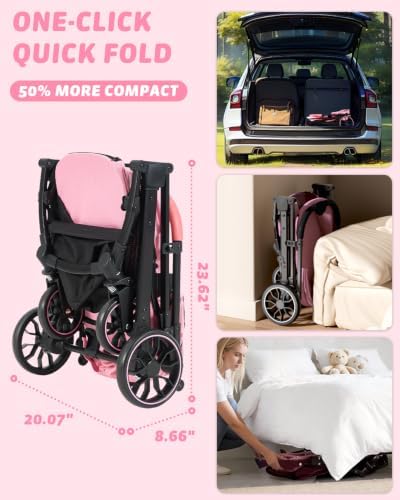 HITTITE Pet Stroller with Weatherproof Cover, All-Terrain 4-Wheel Cat & Dog Stroller with Adjustable Canopy, Foldable Dog Strollers with Storage Basket for Small to Medium Dogs Up to 55 lbs. — view 7