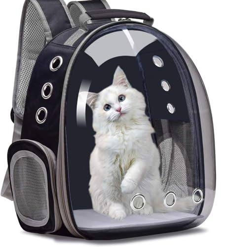 Image of The Pets Company Transparent Capsule Breathable Airline-Approved, Ventilate Carrier Backpack for Travel, Hiking and Outdoor for Cats & Kittens - Black