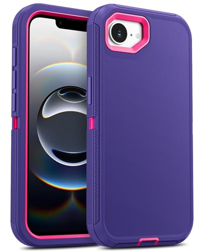 Jelanry for iPhone 16e 5G Case Heavy Duty & Rugged Shockproof, Purple/Rose