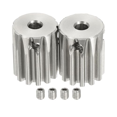 uxcell 2Pcs 1 Mod 12T Spur Gear 4mm Bore, 304 Stainless Steel Pinion Gear