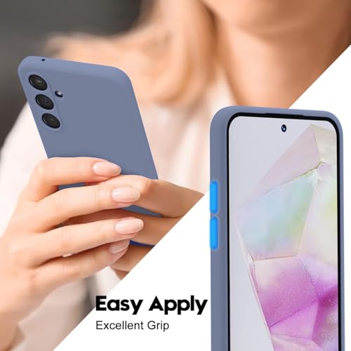 Image of DIZORO Microfiber Candy Case for Samsung A35 5G Smooth Touch Cushion Liquid Soft Silicone Gel Rubber Phone Cases Non-Slip Full Body Protective Shockproof Back Cover -Lavender Grey