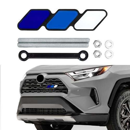 Image of Tri-Color Grille Decor Badge, Front Grill Emblem, Tri-Color Grille Badge Emblem Decoration Accessories, Grille Insert Trims Car Decor Fit for Tacoma 4Runner Tundra (Blue Gradient)